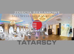 Sala Weselno-Bankietowa w Hotelu Tatarscy w Kalwarii Zebrzydowskiej. Zdjęcie reklamowe pokazujące całą salę