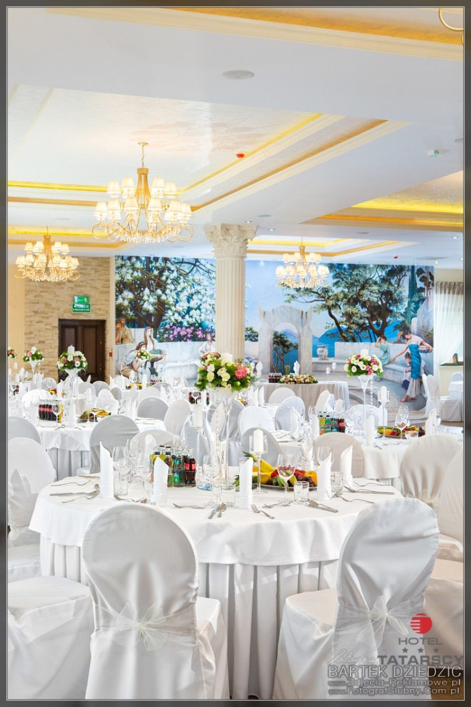 Dekoracja sali weselnej w Hotelu Tatarscy w Kalwarii Zebrzydowskiej